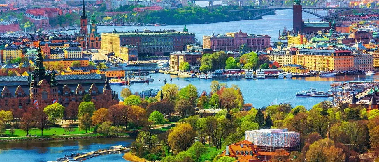 verão panorama aéreo da arquitetura da Cidade Velha (Gamla Stan) em Estocolmo, Suécia