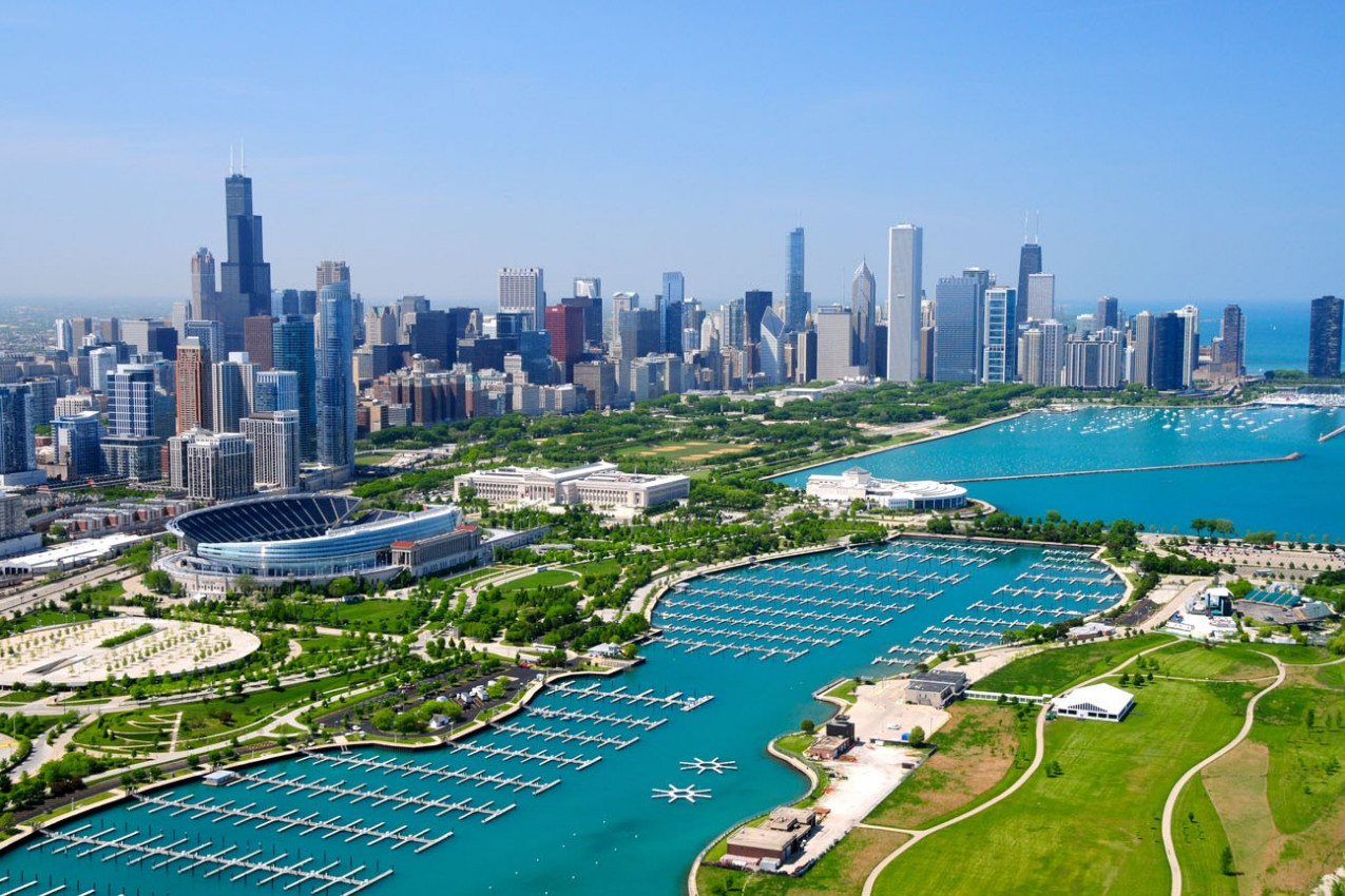 Centro de Chicago e Lake Michigan