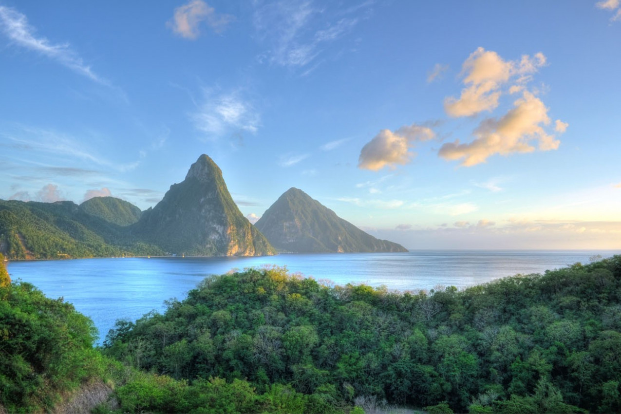 Panorama of Pitons at Saint Lucia, Caribbean