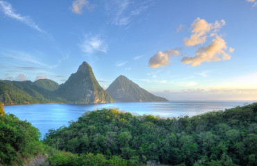 Panorama of Pitons at Saint Lucia, Caribbean