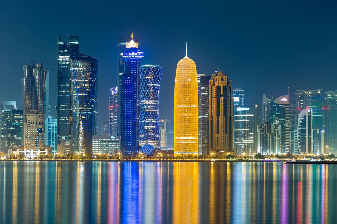 Edíficios de Doha a noite