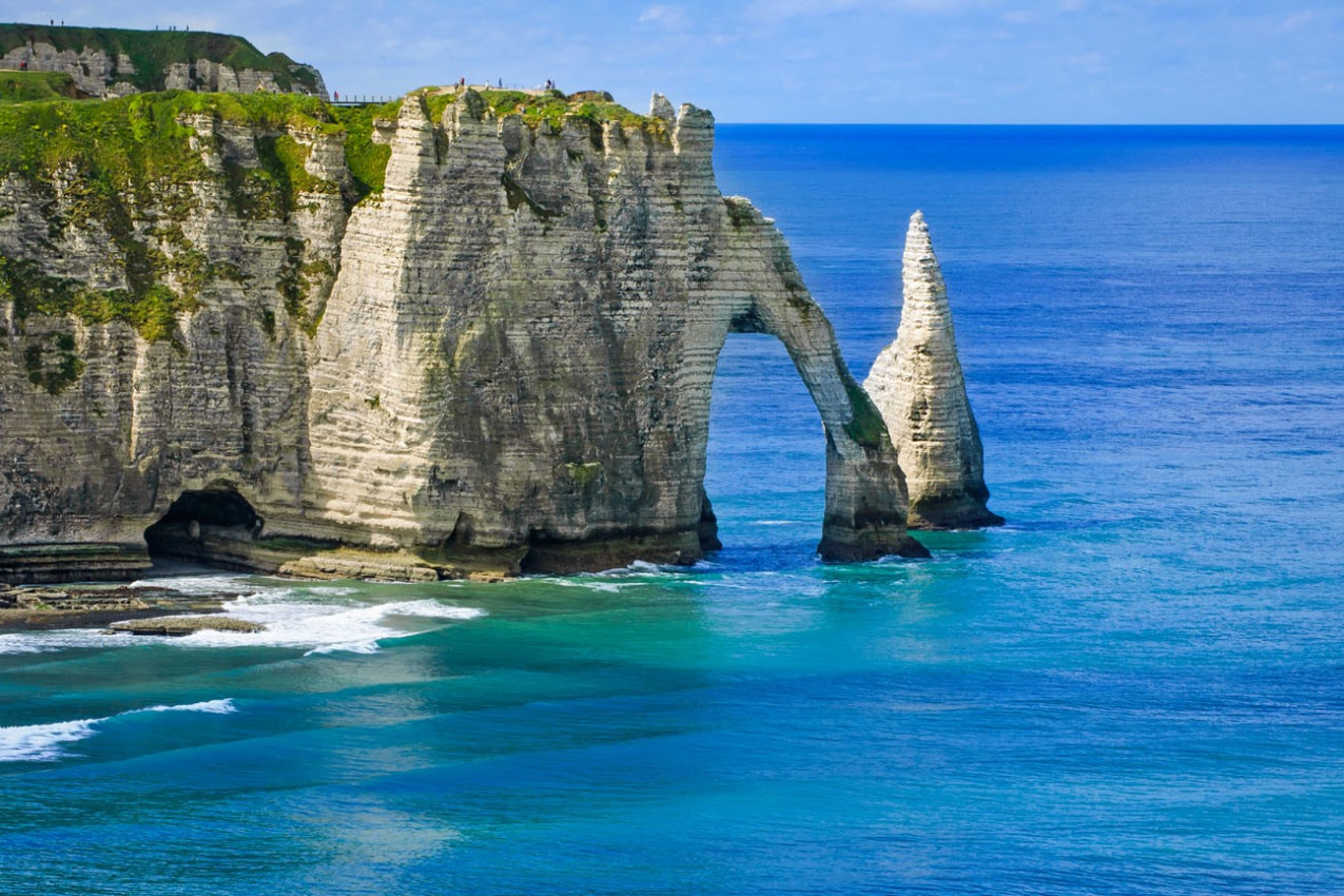 Penhasco Etretat Aval, Vista aérea. Normandia, França