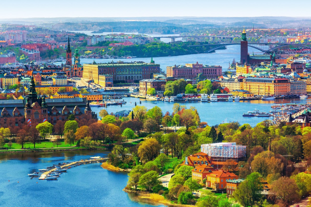 verão panorama aéreo da arquitetura da Cidade Velha (Gamla Stan) em Estocolmo, Suécia