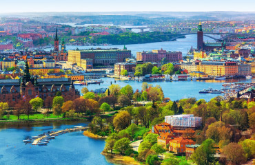 verão panorama aéreo da arquitetura da Cidade Velha (Gamla Stan) em Estocolmo, Suécia