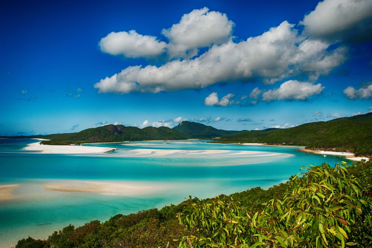 Whitehaven lagoa na praia do parque nacional de Queensland na Austrália